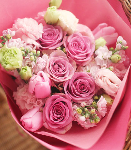 花色で選ぶ花束 ピンク系